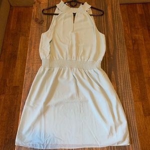 Light blue halter dress with keyhole neck